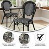 Flash Furniture Lourdes Thonet French Bistro Stacking Chair, Black and White PE Rattan and Black Aluminum Frame SDA-AD642002S-BKWH-BK-GG